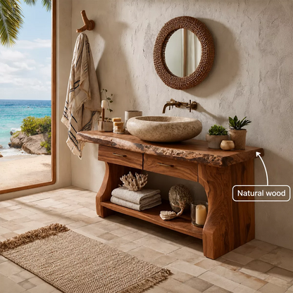 Traditional Bathroom Vanity with Two Drawers and Open Shelf Storage Nook - Elitegemse - 4