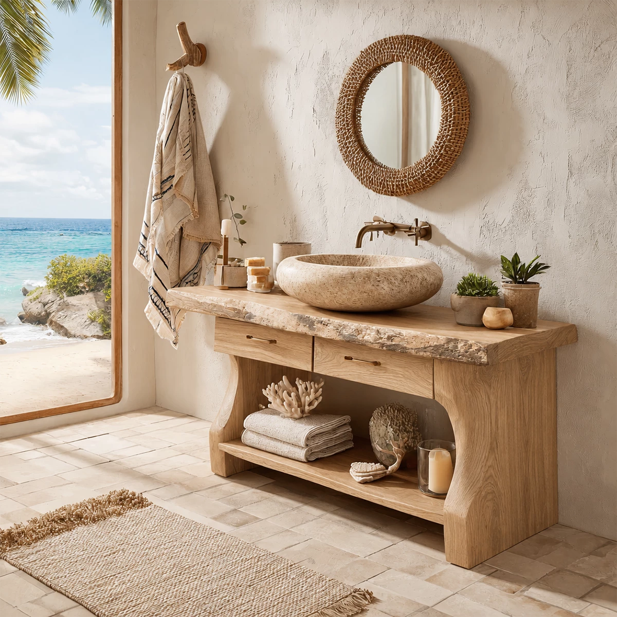 Traditional Bathroom Vanity with Two Drawers and Open Shelf Storage Nook - Elitegemse - 8