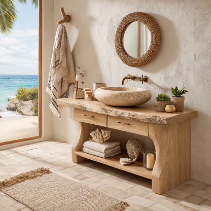 Traditional Bathroom Vanity with Two Drawers and Open Shelf Storage Nook - Elitegemse - 8