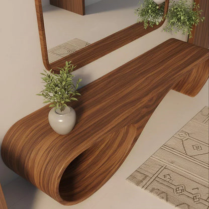 Waveform Sculpted Bench in Natural Solid Wood - Elitegemse - View 3
