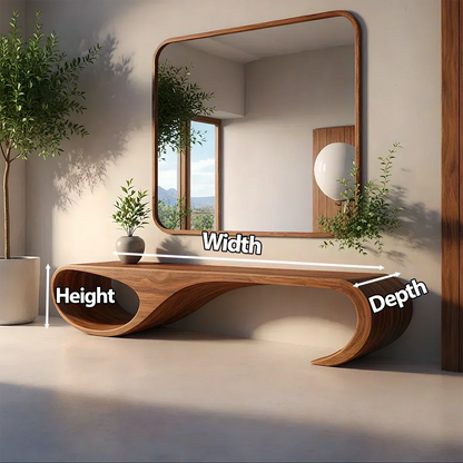Waveform Sculpted Bench in Natural Solid Wood - Elitegemse - View 5